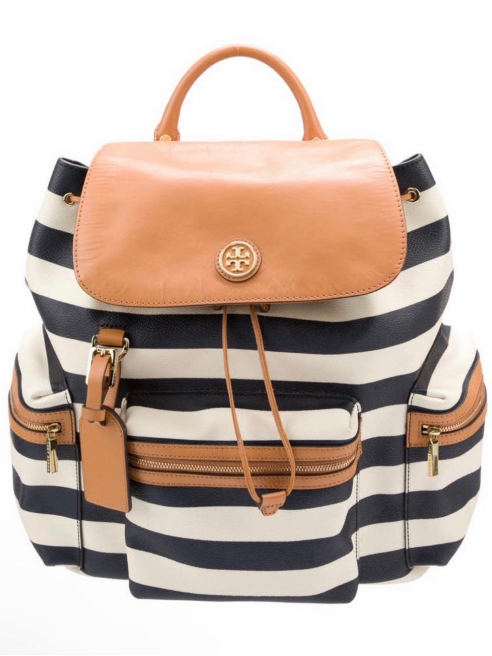 Tory Burch Leather-Trimmed Coated Canvas Backpack